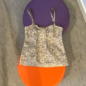 gold FRENCH CONNECTION blousy bloom jacquard strap camisole top - sz 4